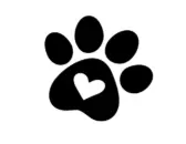 Dessin de l'empreinte de pate d'un chien avec un cœur au centre du coussinet 