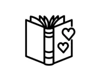 Dessin d'un livre avec deux cœurs dessinés en couverture