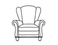 Dessin d'un vieux fauteuil en tissu de style cottage anglais